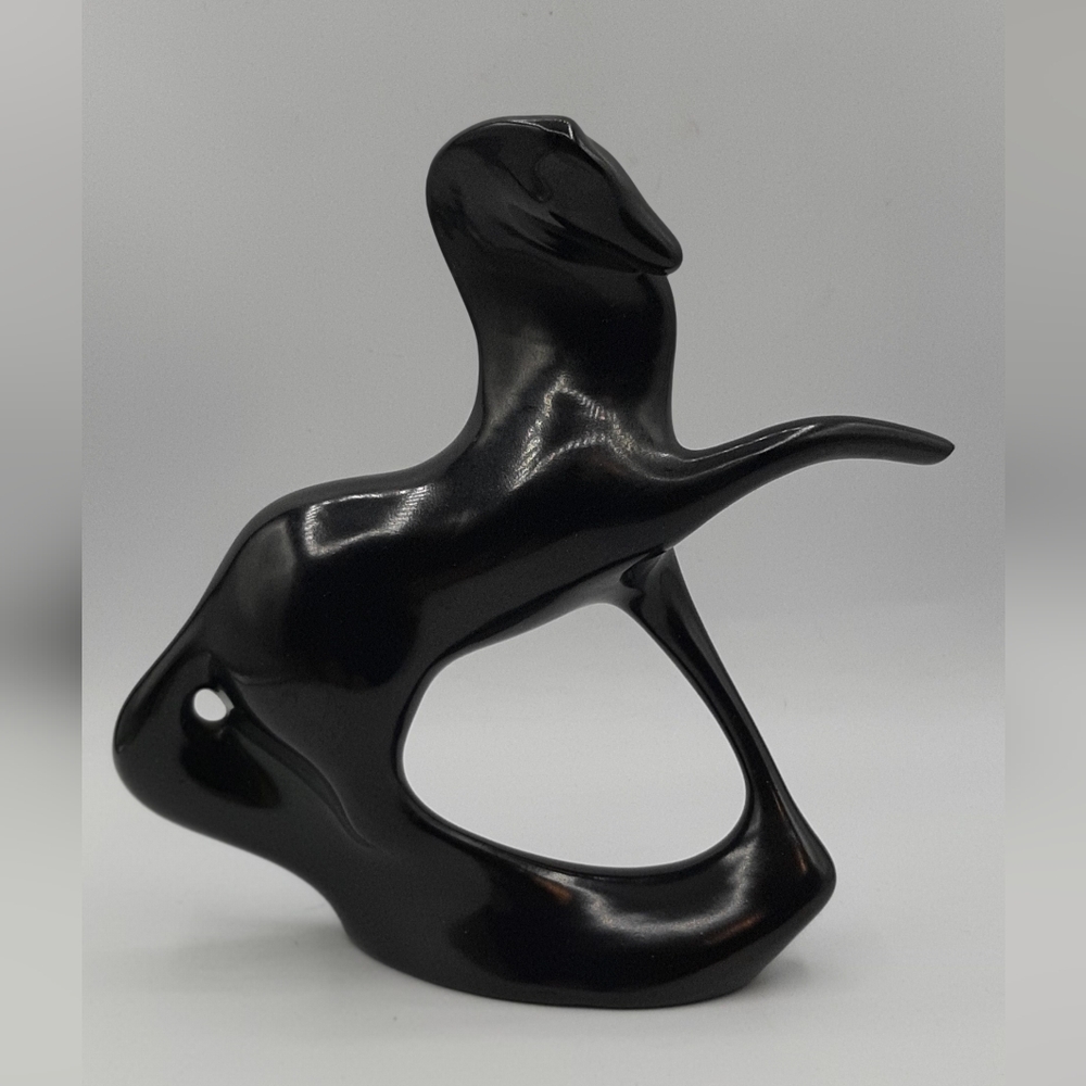 ROYAL DUX Semi Gloss Black Glaze Porcelain Horse Figurine Czech Jaroslav Jezek